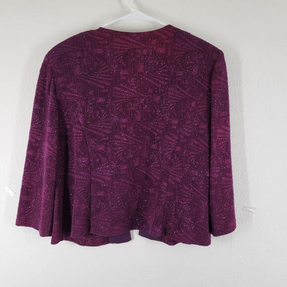 Alex Evenings Jacket Womens 14P Purple Sparkling Open Front Party Lightweight - Picture 5 of 9